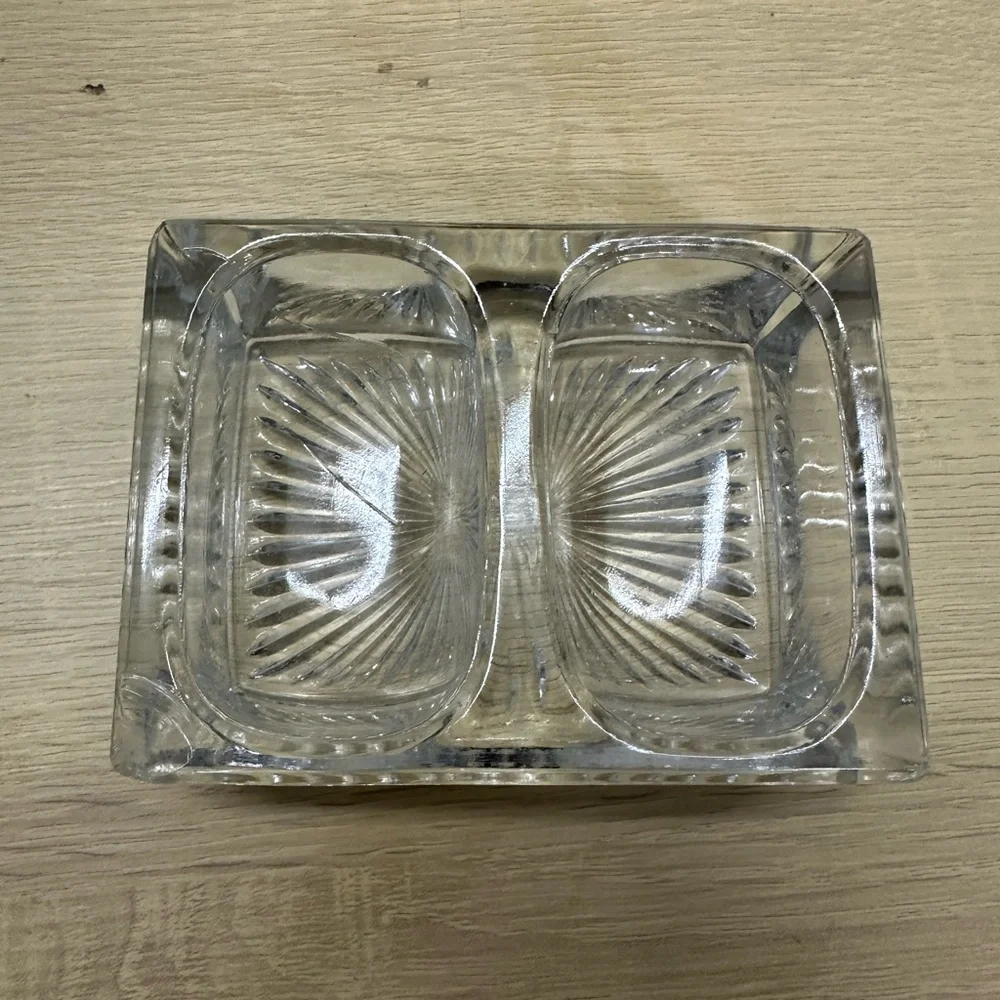 Vintage Double Pressed Glass Salt Cellar EUC